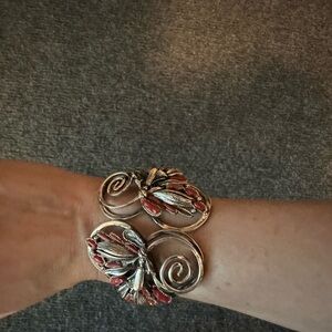 Red and silver southwestern cuff bracelet
